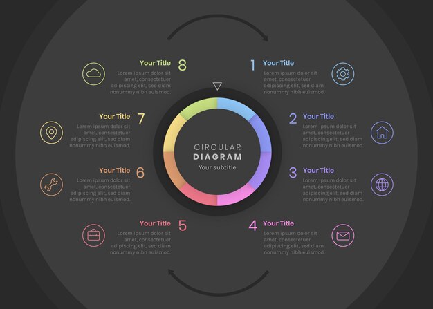 Infografía de diagrama circular degradado