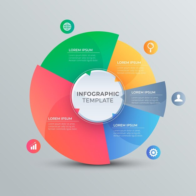 Infografía de diagrama circular degradado