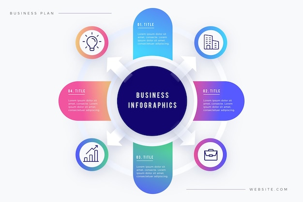 Infografía de diagrama circular degradado