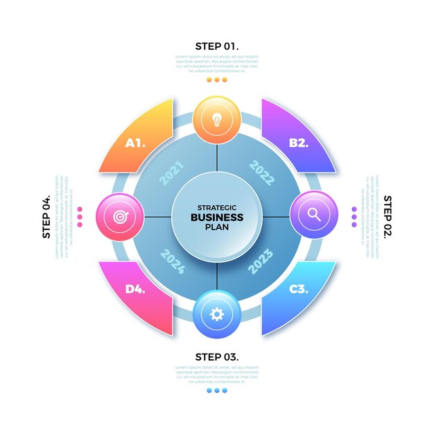 Infografía de diagrama circular degradado