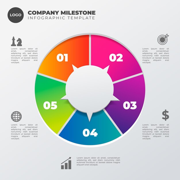 Infografía de diagrama circular degradado
