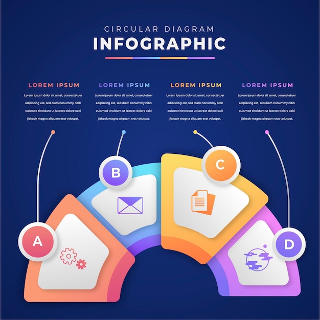 Infografía de diagrama circular degradado