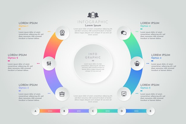 Infografía de diagrama circular degradado