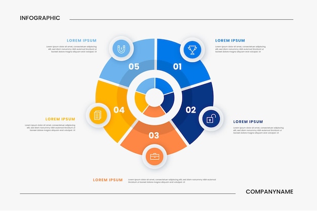 Infografía de diagrama circular plano