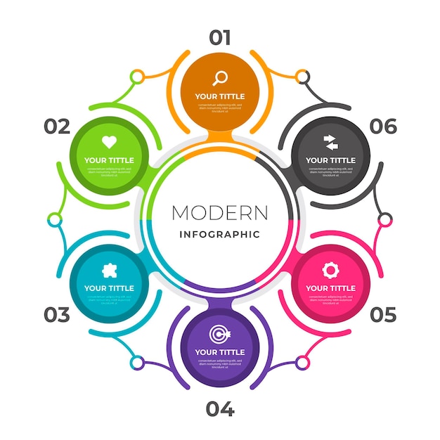 Infografía de diagrama circular plano