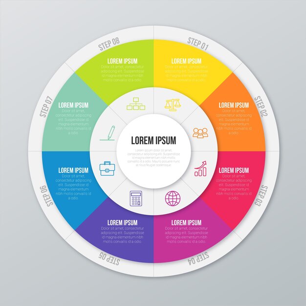 Infografía de diagrama circular plano