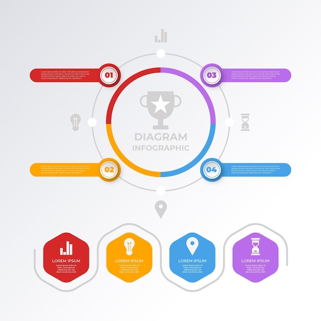 Infografía de diagrama circular plano