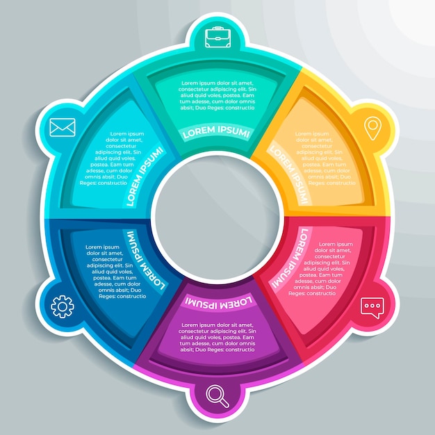 Infografía de diagrama circular plano