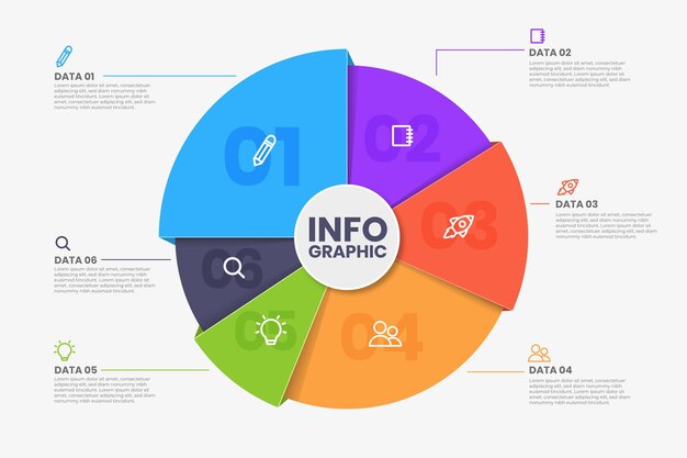 Infografía de diagrama circular plano