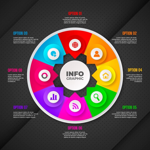 Infografía de diagrama circular realista
