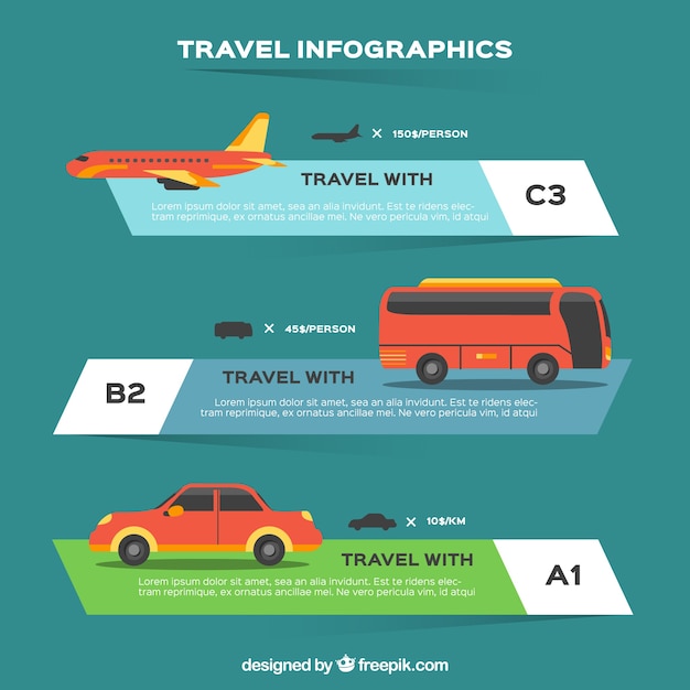 Vector gratuito infografía con diferentes transportes