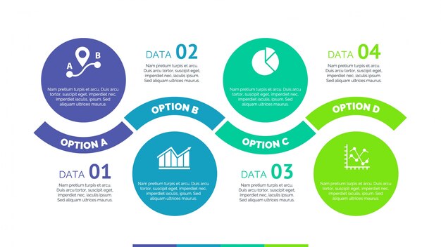 Infografía con diseño de círculos y opciones