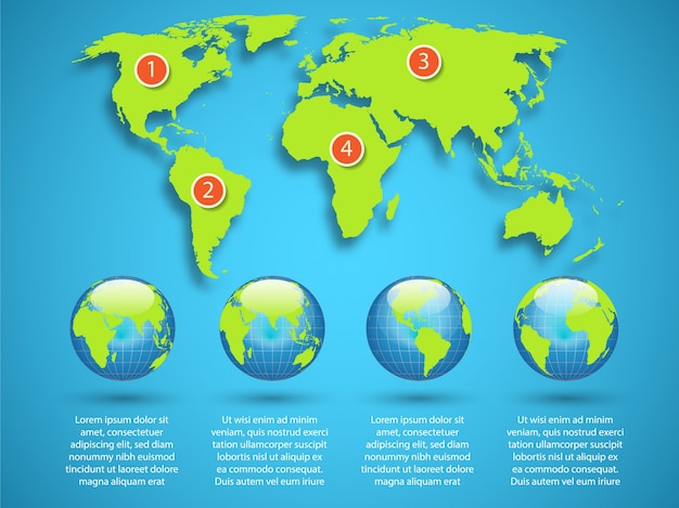 Infografía con diseño de mapa del mundo