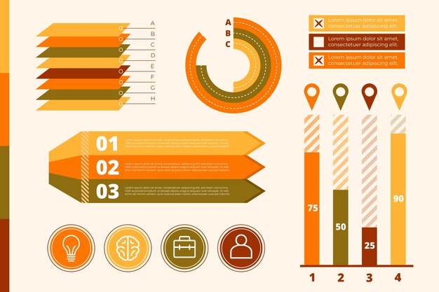 Infografía de diseño plano con tema de colores retro