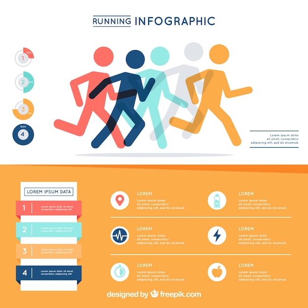 Vector gratuito infografía con diseño de running