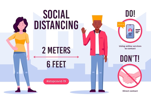Vector gratuito infografía de distanciamiento social