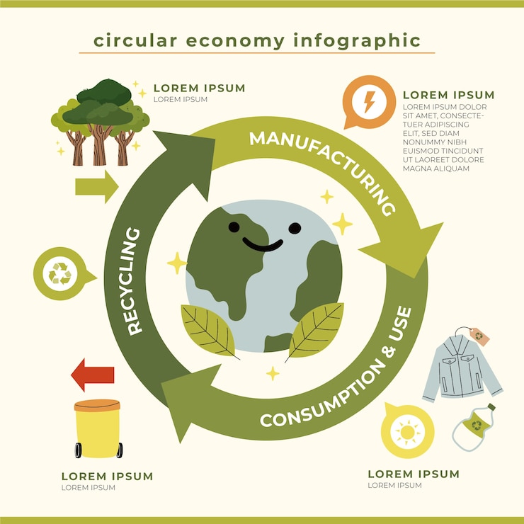 Vector gratuito infografía de economía circular de diseño plano dibujado a mano