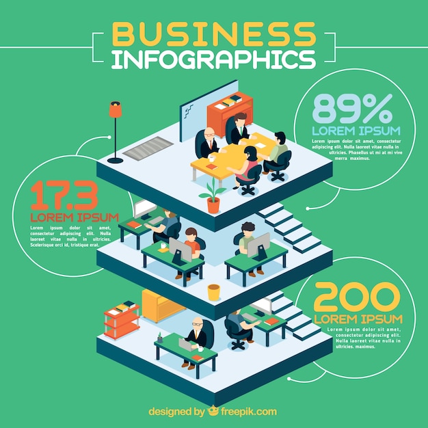 Vector gratuito infografía de edificio de negocios