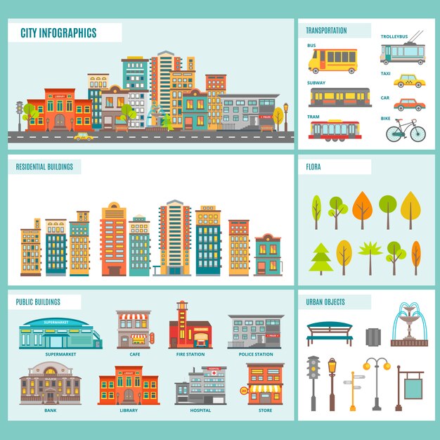 Infografía de edificios de la ciudad