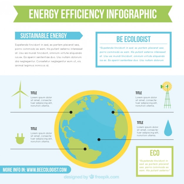 Infografía de eficiencia energética en diseño plano