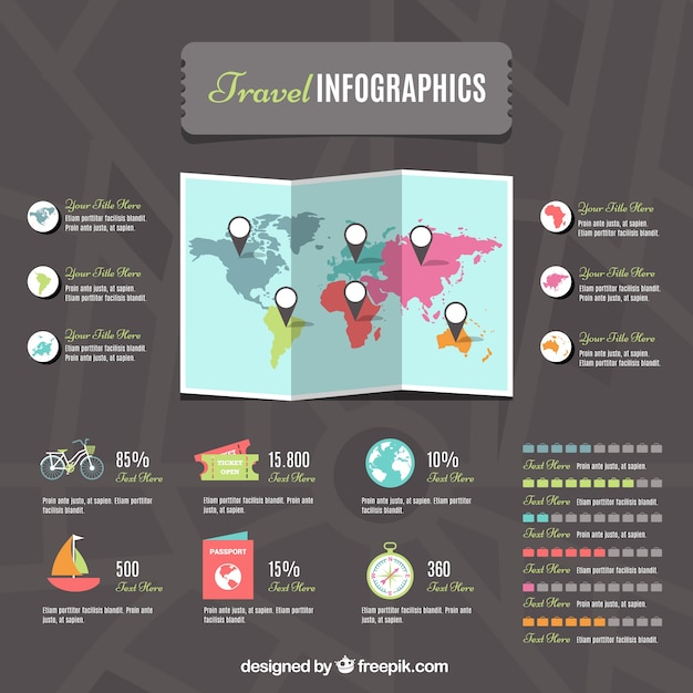 Vector gratuito infografía con elementos planos de viaje