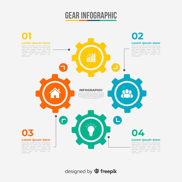 Infografía de engranaje