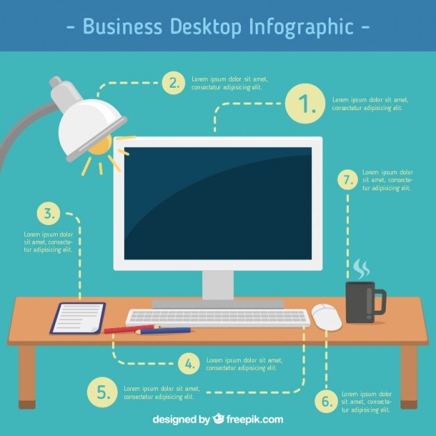 Vector gratuito infografía de escritorio de negocio