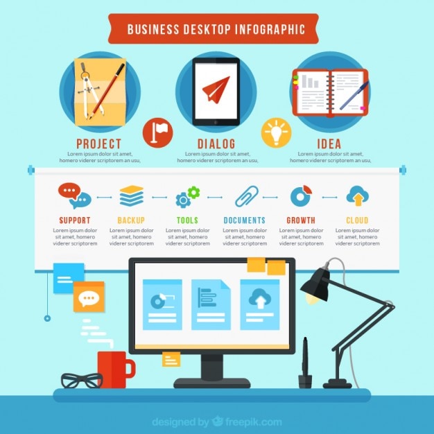 Infografía de escritorio de negocios