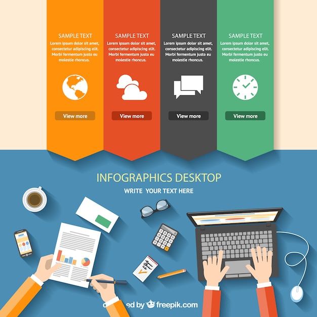Vector gratuito infografía de escritorio