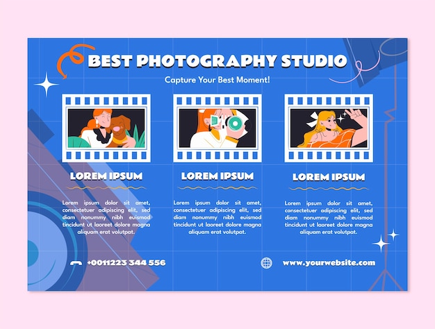 Vector gratuito infografía de estudio de fotografía dibujada a mano