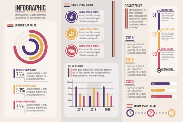 Infografía con fases de colores retro