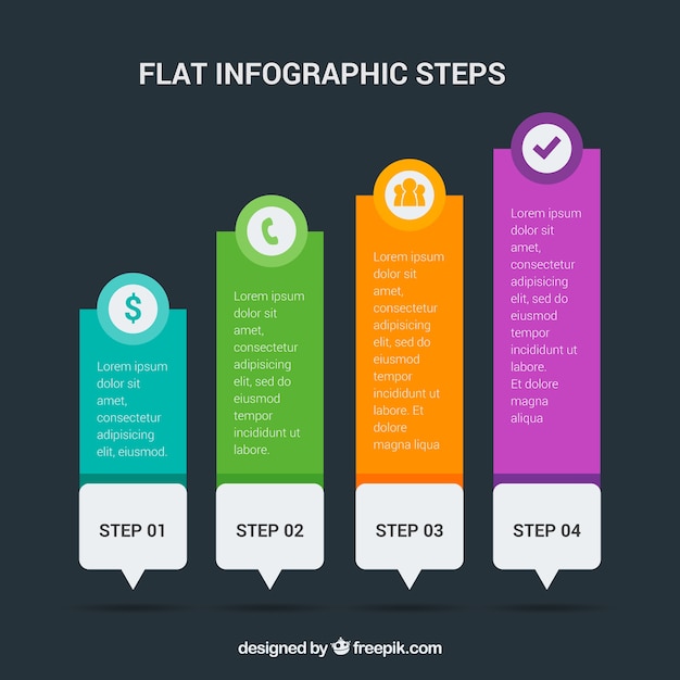 Vector gratuito infografía por fases con iconos coloridos