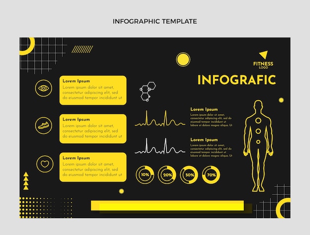 Infografía de fitness de diseño plano