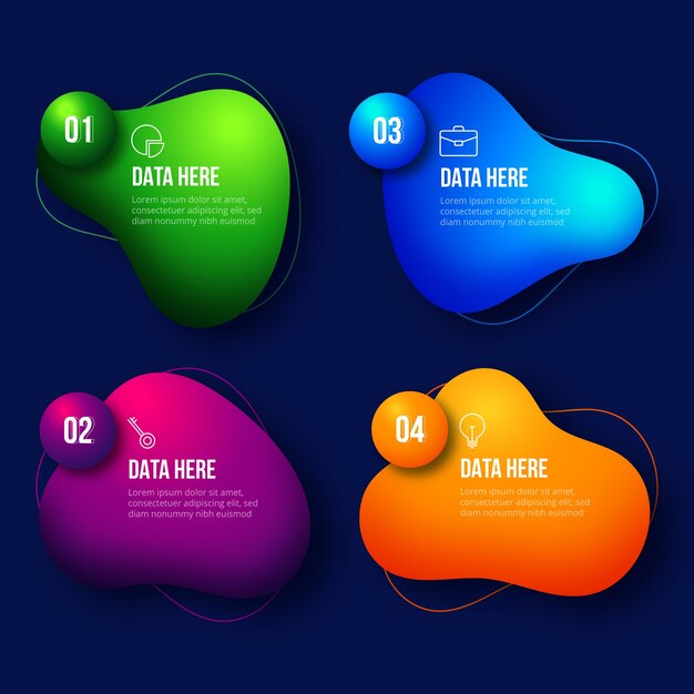 Infografía con formas abstractas gradientes
