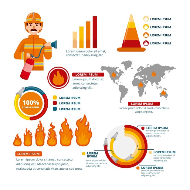 Infografía de fuego de diseño plano