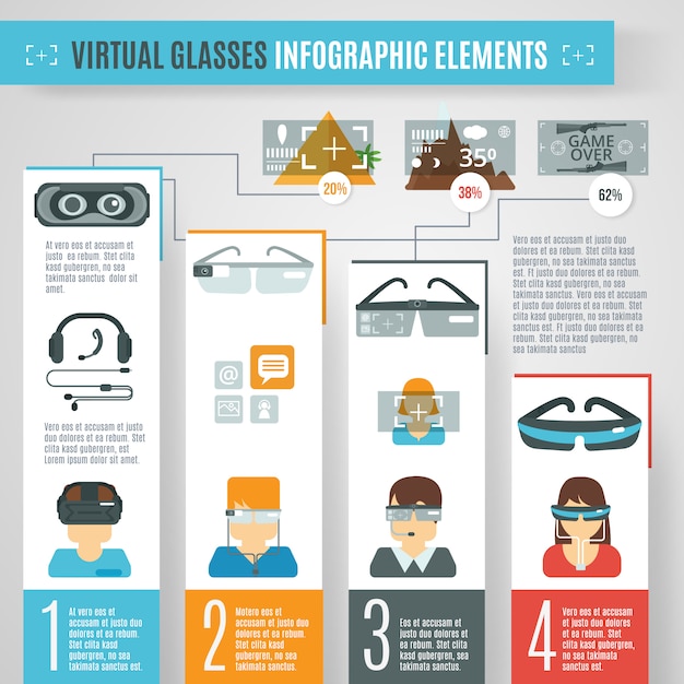 Vector gratuito infografía de gafas virtuales