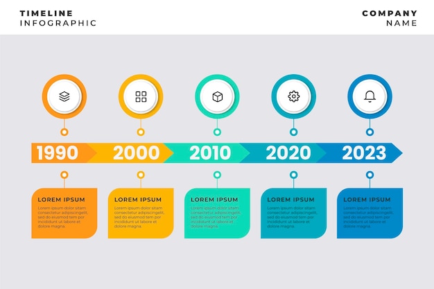 Vector gratuito infografía geométrica con línea de tiempo.