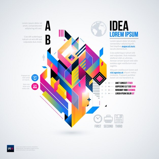  Infografía geométrica con útiles opciones 