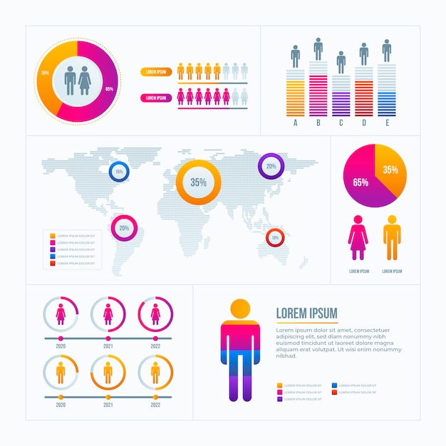 Infografía de gráfico demográfico degradado