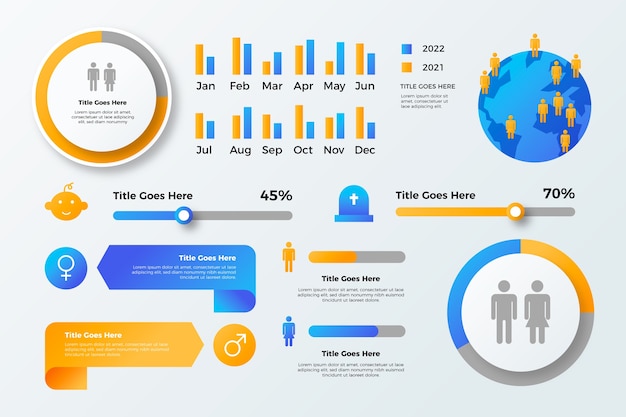 Infografía de gráfico demográfico degradado