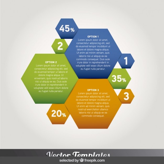 Infografía hexagonal de color