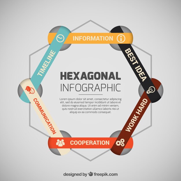 Vector gratuito infografía hexagonal