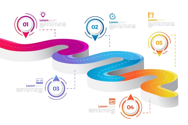 Vector gratuito infografía de hoja de ruta degradada