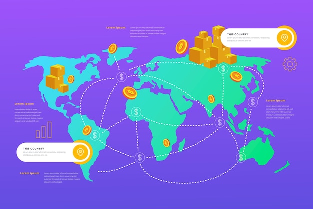 Infografía de importación y exportación de degradados