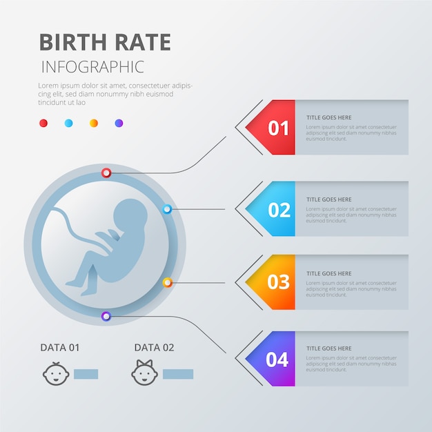 Infografía de información de tasa de natalidad