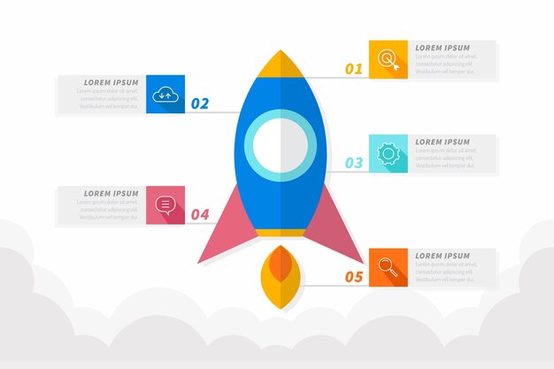 Infografía de inicio en diseño plano