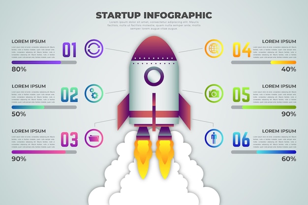 Vector gratuito infografía de inicio gradiente