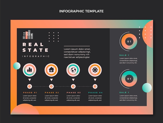 Vector gratuito infografía inmobiliaria degradada