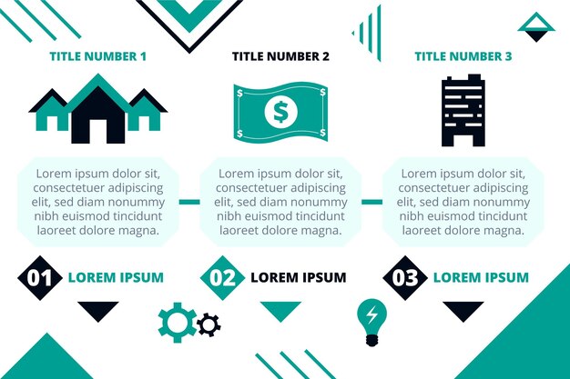 Infografía inmobiliaria geométrica abstracta