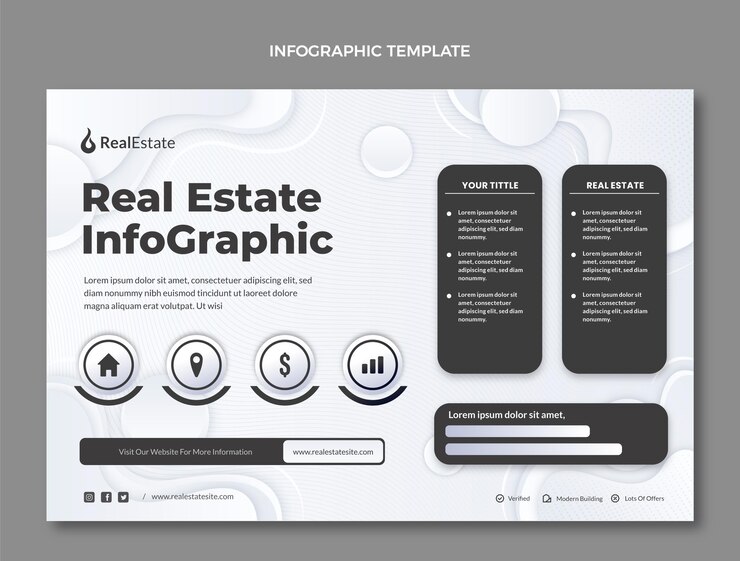 Vector gratuito infografía inmobiliaria de textura degradada